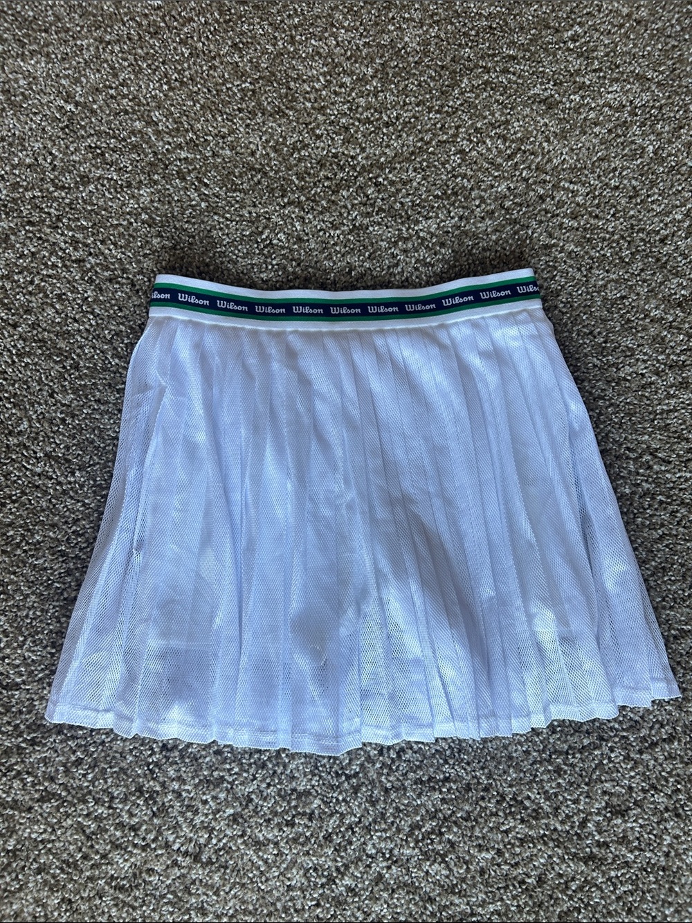 Wilson White Pleated Skort with Navy and Green Logo Waistband